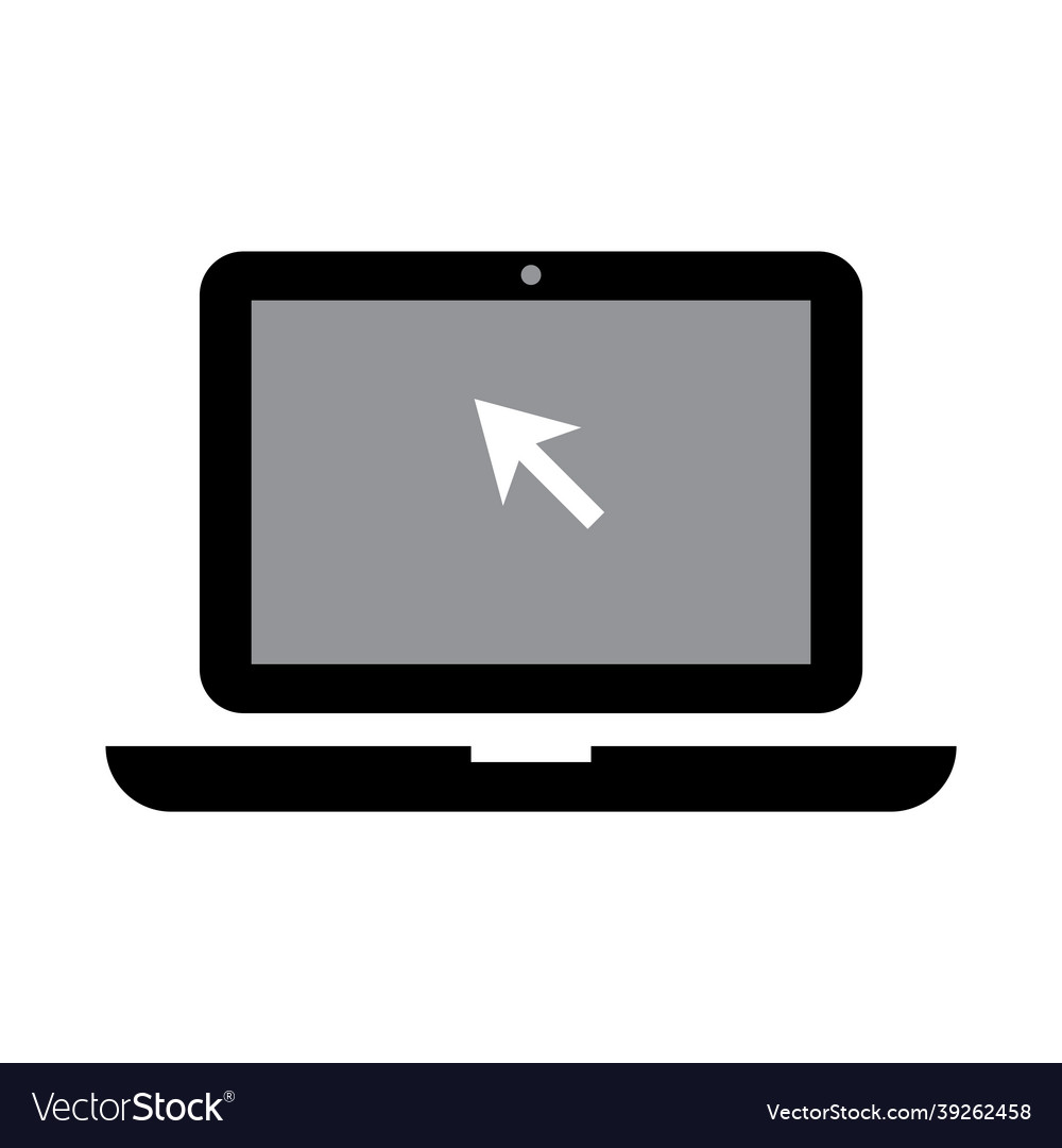 Laptop with cursor icon on grey backdrop computer Vector Image