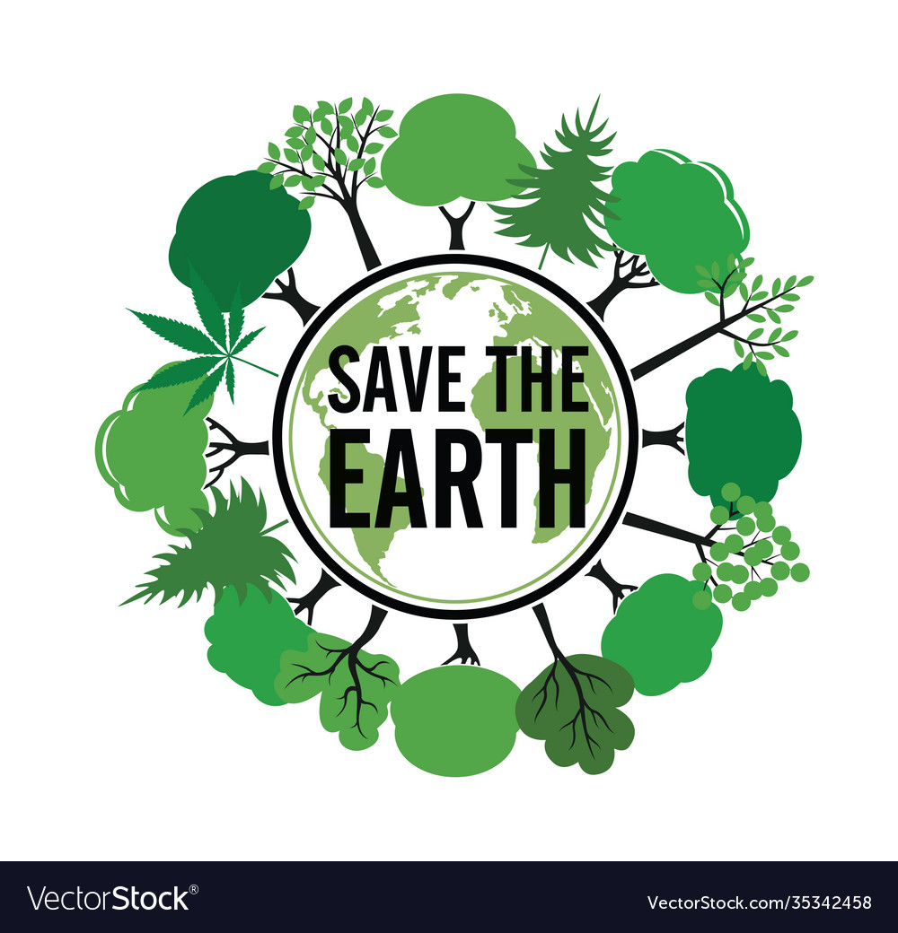 Save earth icon and emblem Royalty Free Vector Image