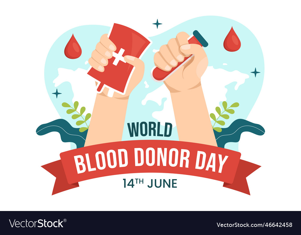 World blood donor day on june 14 with human Vector Image