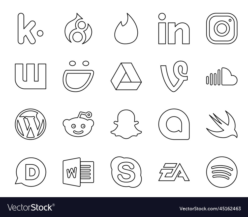 20 social media icon pack including swift