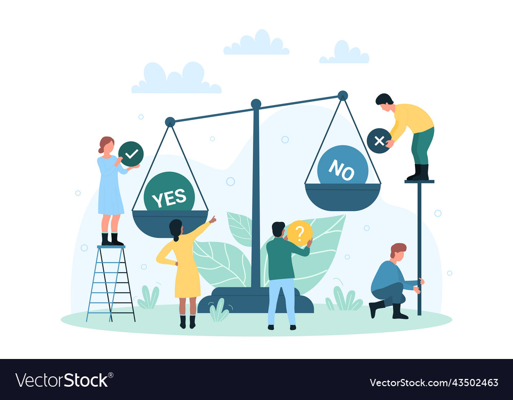 Comparison of yes and no choice decisions Vector Image