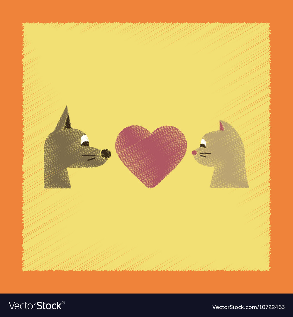 Flat shading style icon cat dog heart