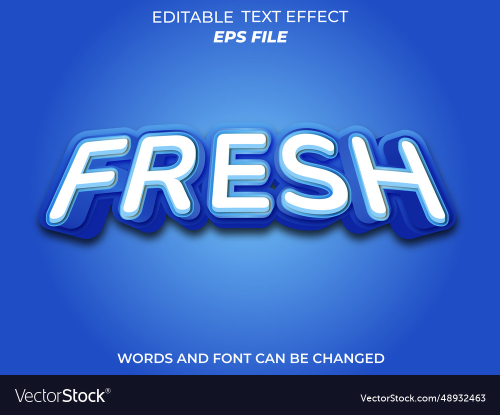 Fresh text effect font editable typography 3d Vector Image