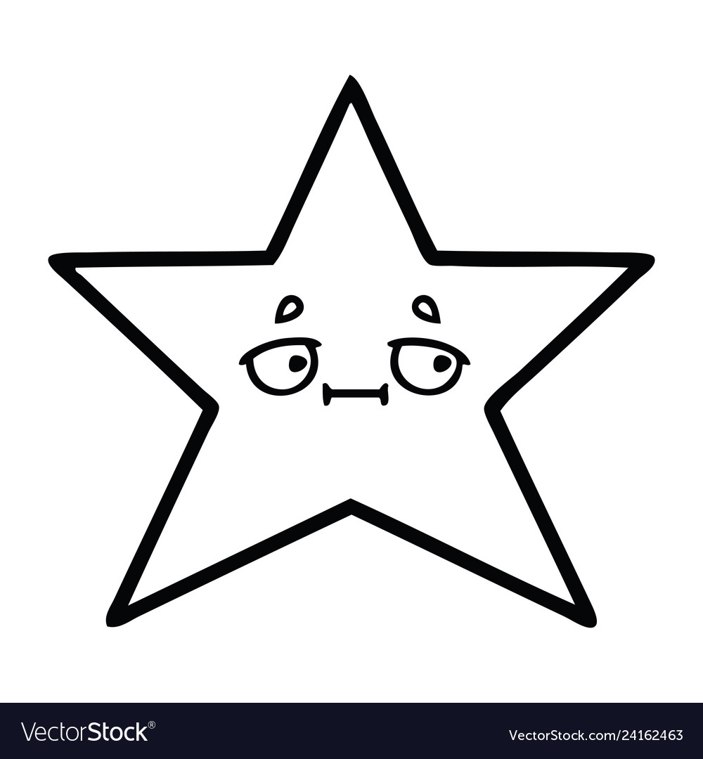 Line drawing cartoon star fish Royalty Free Vector Image