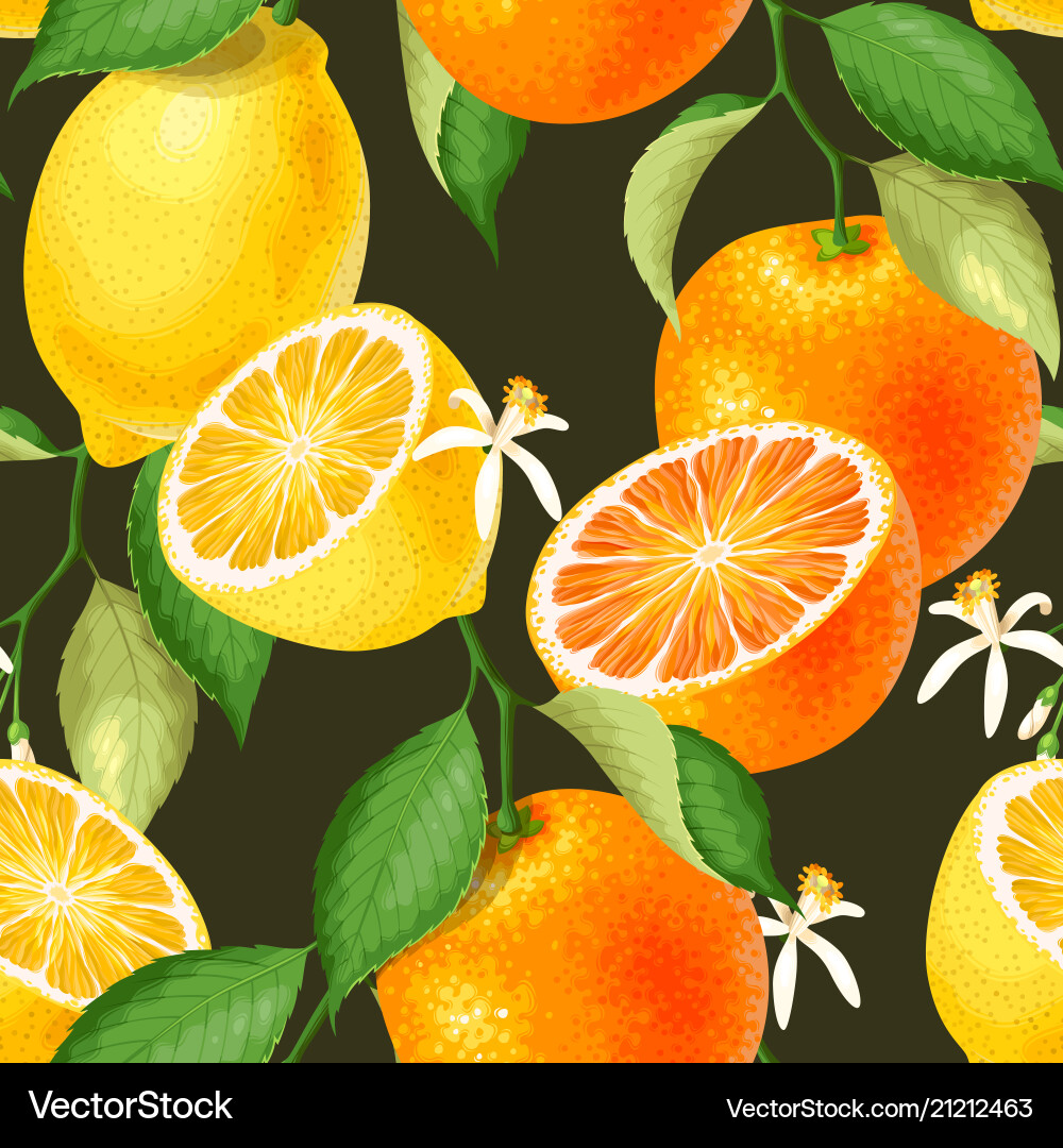 Seamless pattern with lemons Royalty Free Vector Image