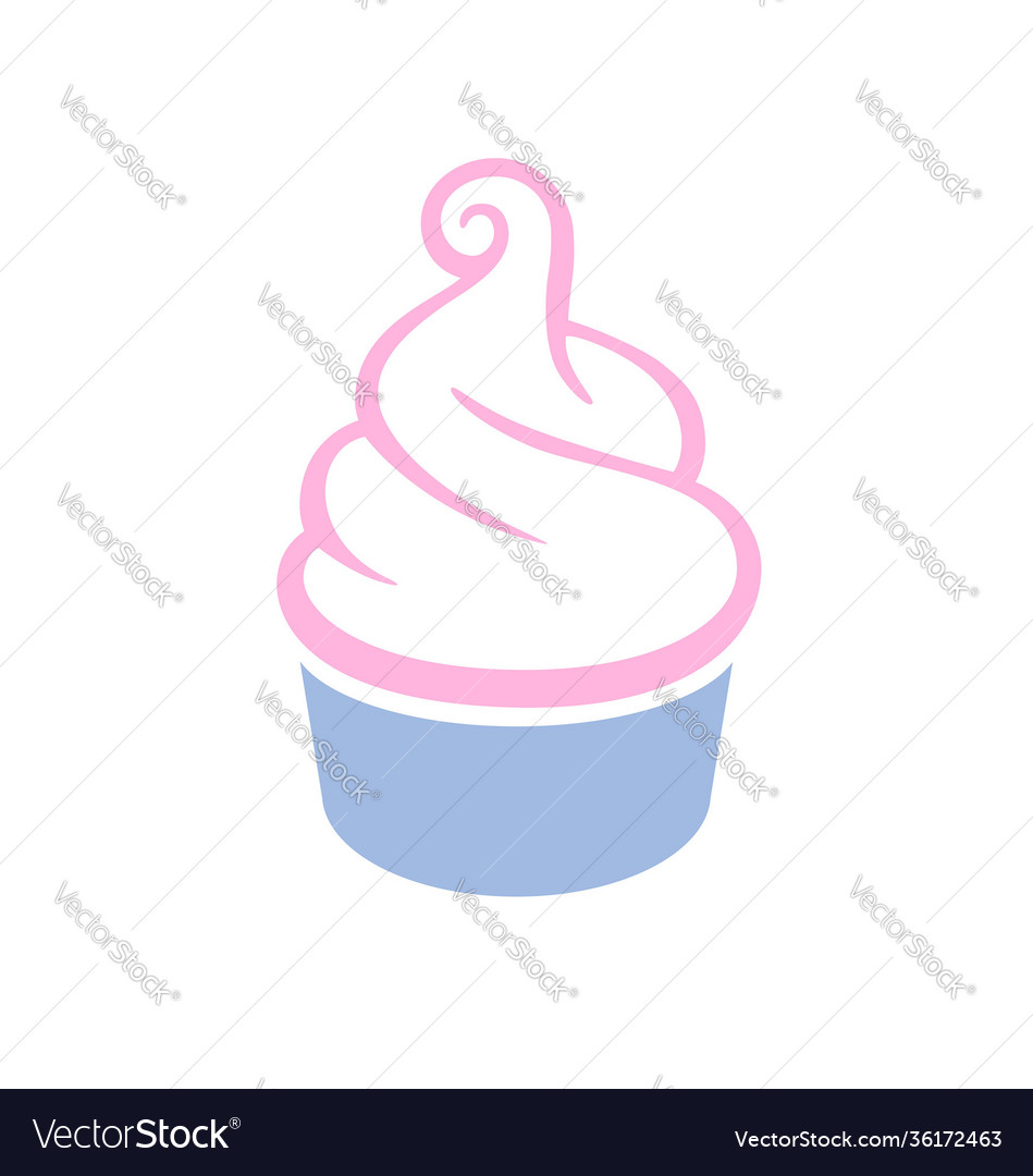 Simple fun soft serve ice cream in cup Royalty Free Vector