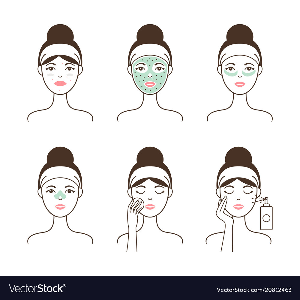 Skin cleansing with natural mask and patches set Vector Image