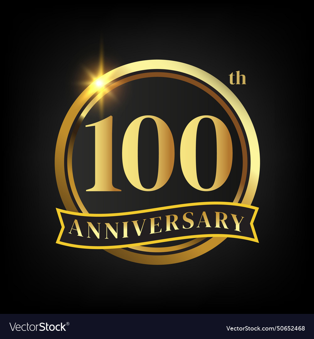 100th golden anniversary logo Royalty Free Vector Image