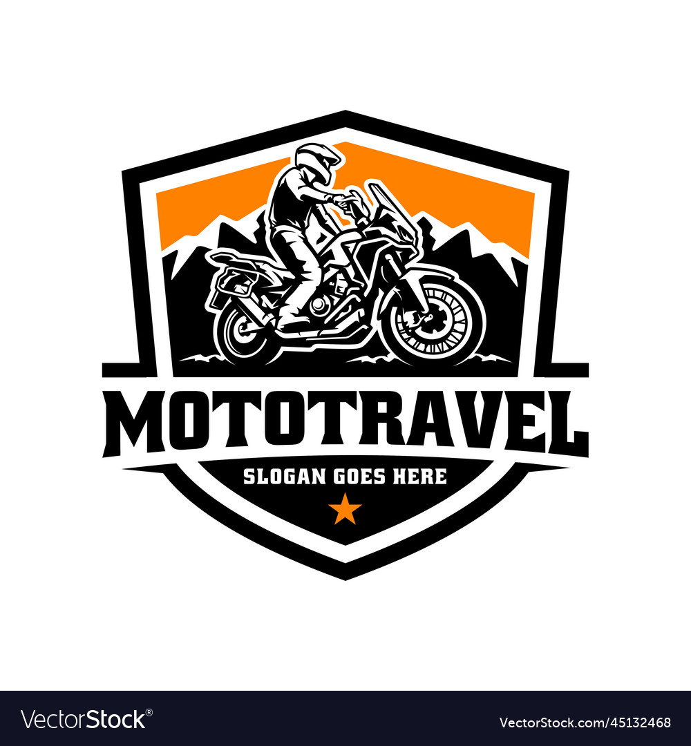 Adventure Motor Traveler Logo Royalty Free Vector Image