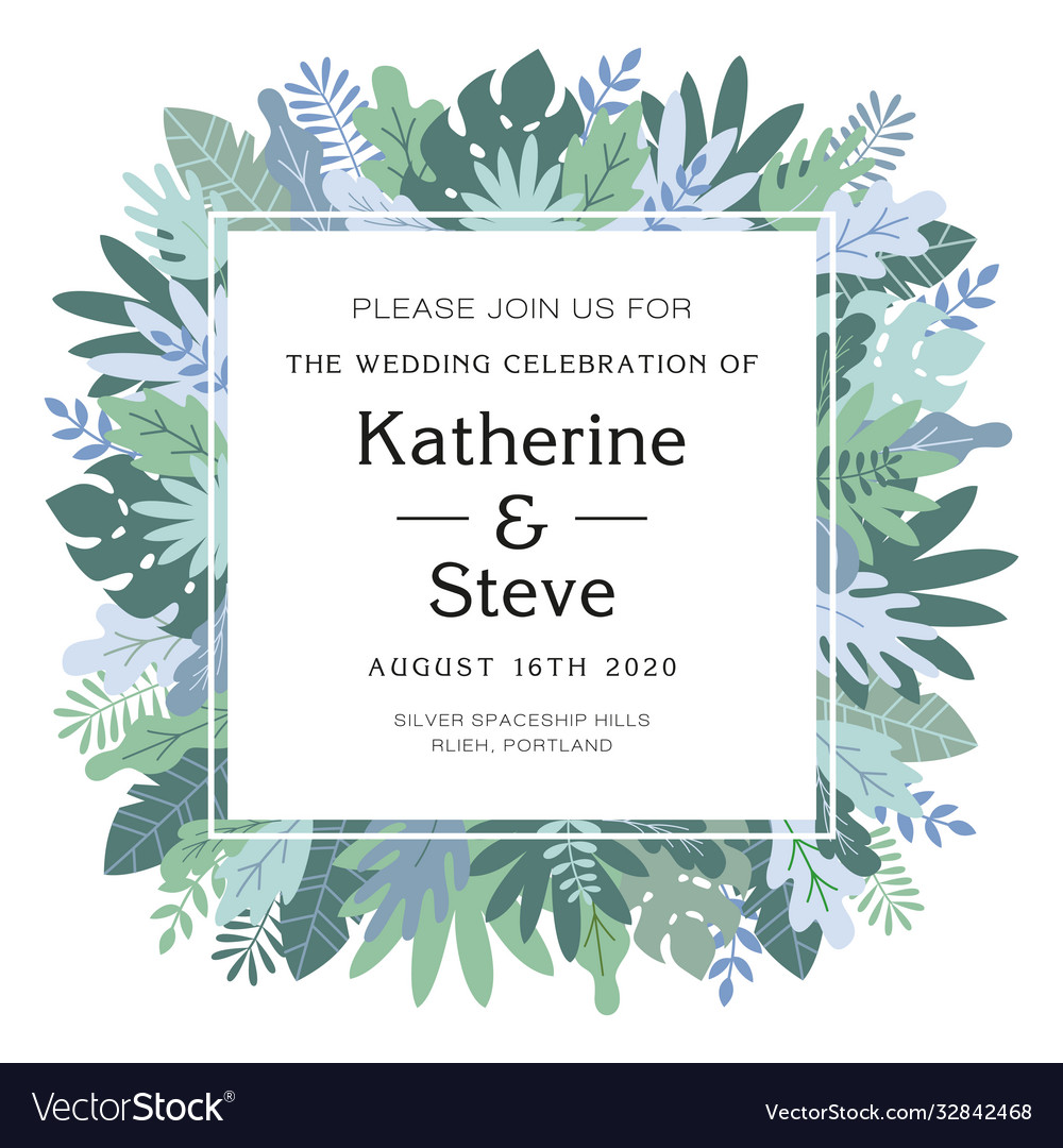 Invitation leaves and plants template frame Vector Image