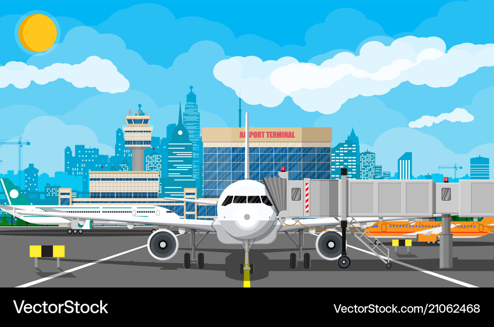 Plane before takeoff Royalty Free Vector Image