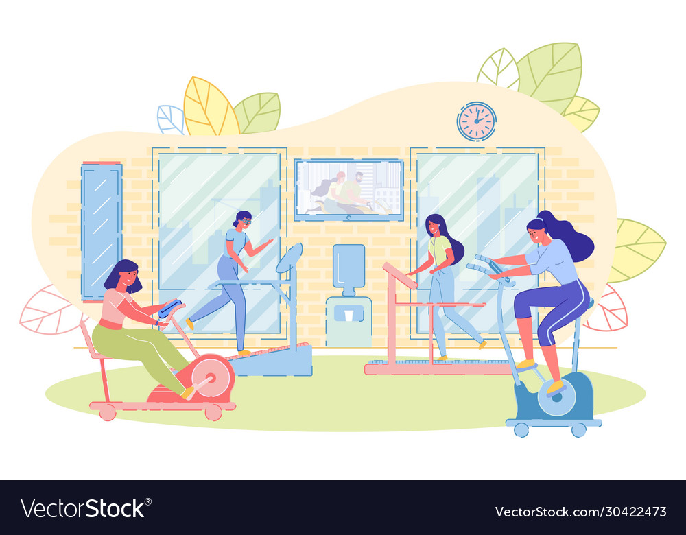 Cardio training zone in fitness club interior Vector Image