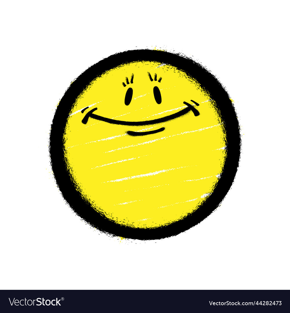 Graffiti emoticon smiling face painted spray Vector Image