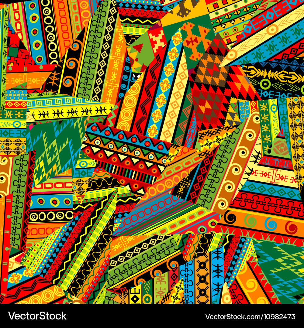 Patchwork pattern with ethnic motifs Royalty Free Vector