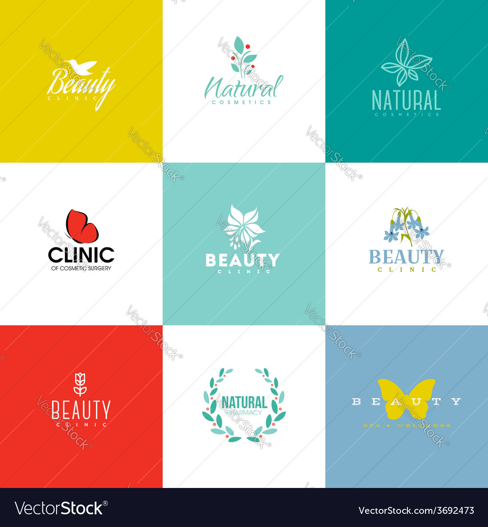 Set of beauty and nature logo templates icons