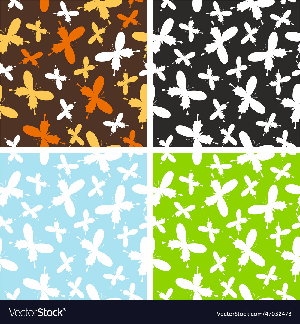 Set of seamless butterfly patterns Royalty Free Vector Image