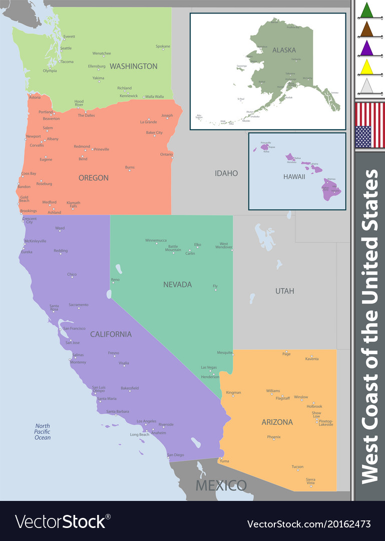 West Coast Of The United States Royalty Free Vector Image