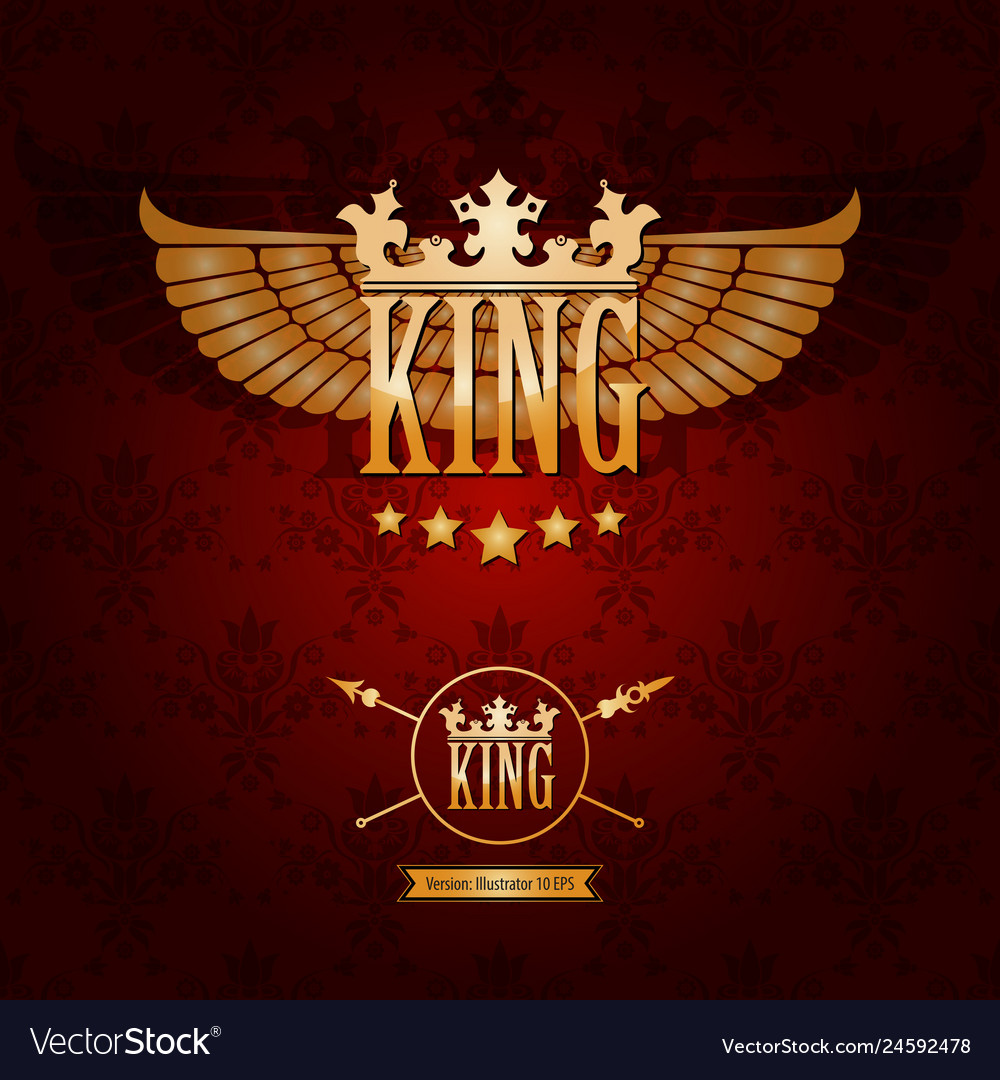 Golden queen and king crown vector image Golden queen and king crown