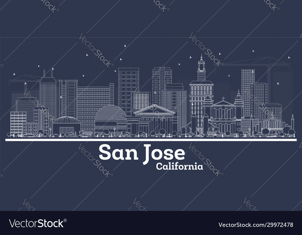 Outline San Jose California City Skyline Vector Image