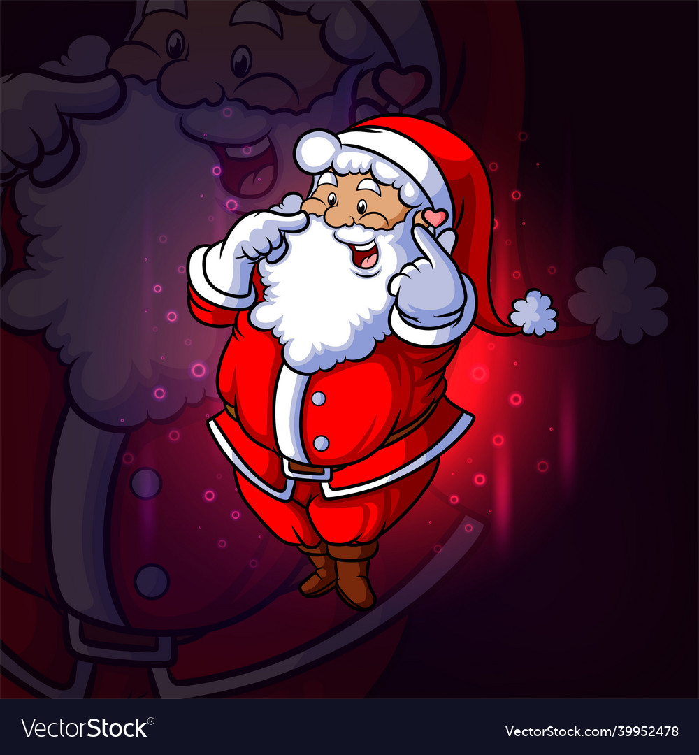 Santa is giving the love sign hand esport mascot Vector Image