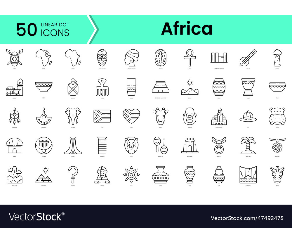 Set of africa icons line art style bundle