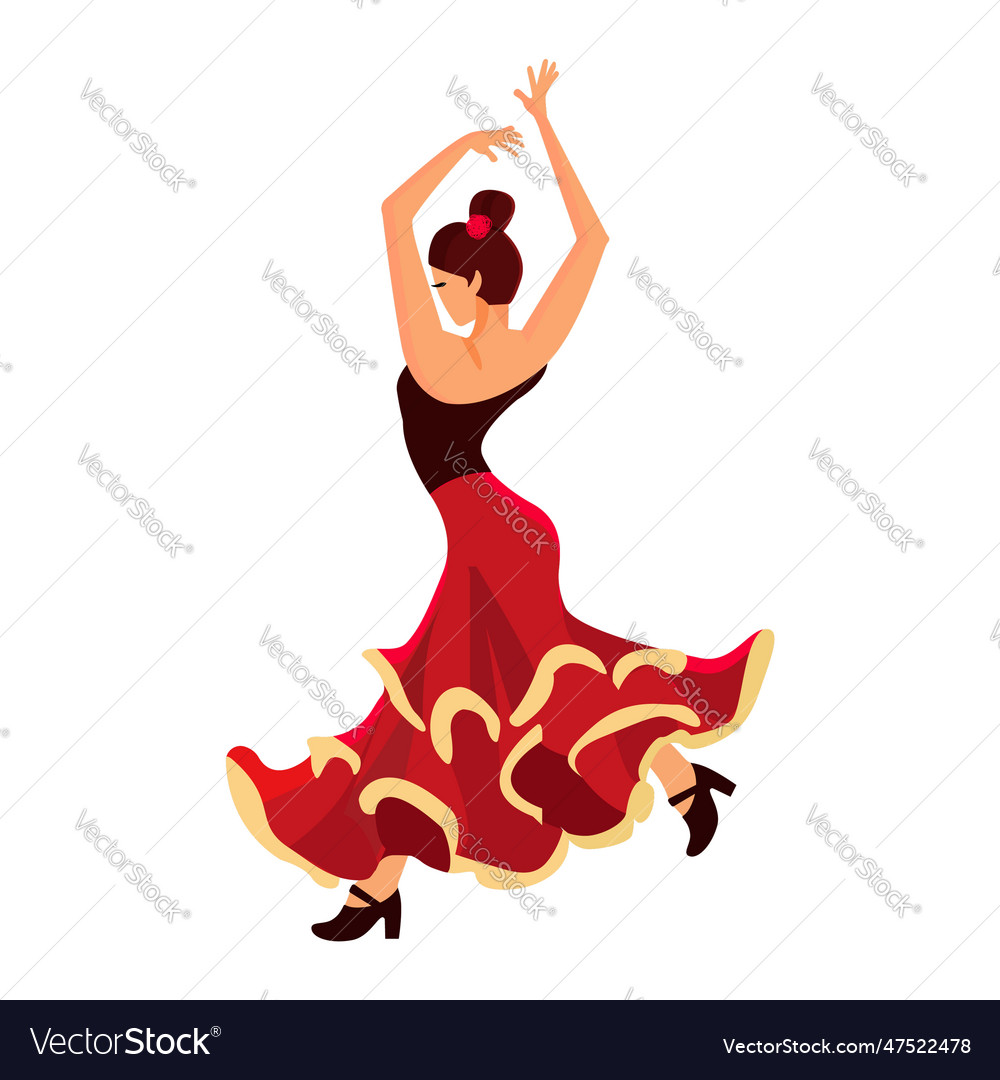 Woman Flamenco Dancing Isolated On White Vector Image 4877