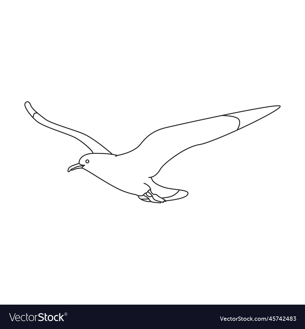 Bird gull iconoutline logo isolated Royalty Free Vector