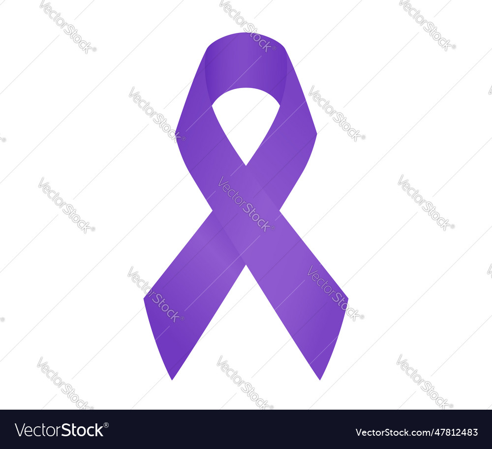 Cancer awareness symbol purple ribbon