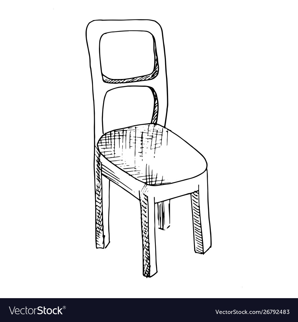 Chair simple doodle single wooden