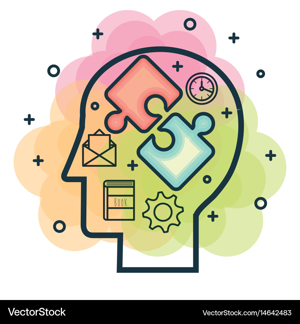 Creative profile and brain Royalty Free Vector Image
