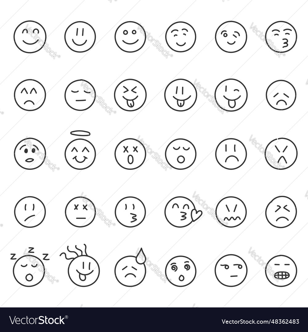 Emojis faces icon in hand drawn style doddle Vector Image