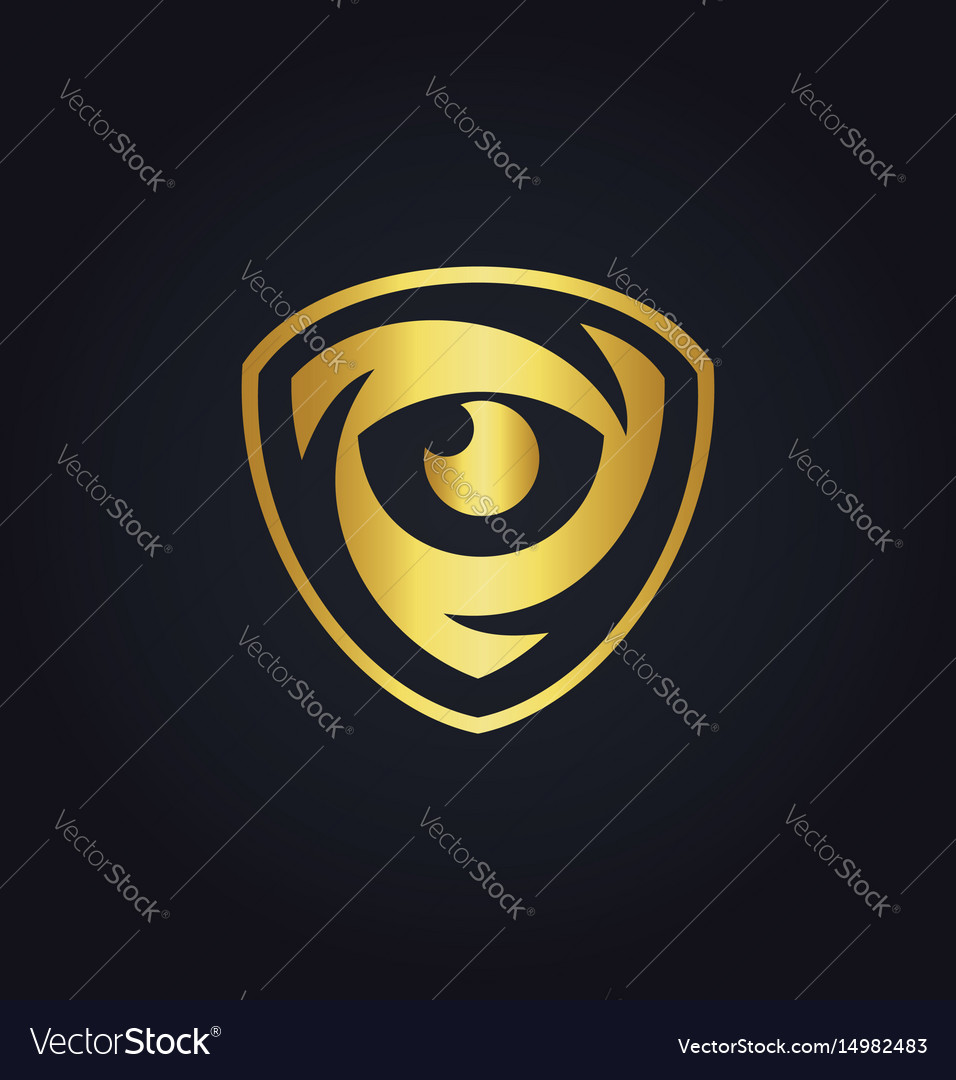 Eye shield monitor gold logo Royalty Free Vector Image