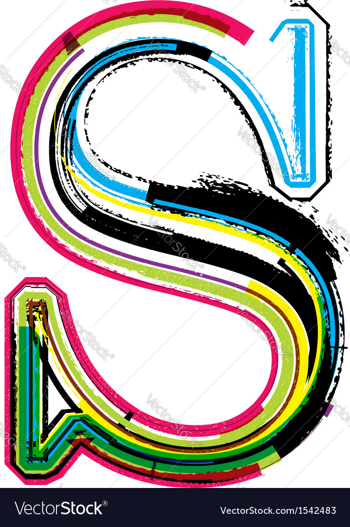 grunge colorful font letter s royalty free vector image colorful letter s