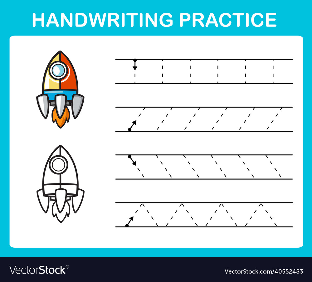 Handwriting practice sheet Royalty Free Vector Image