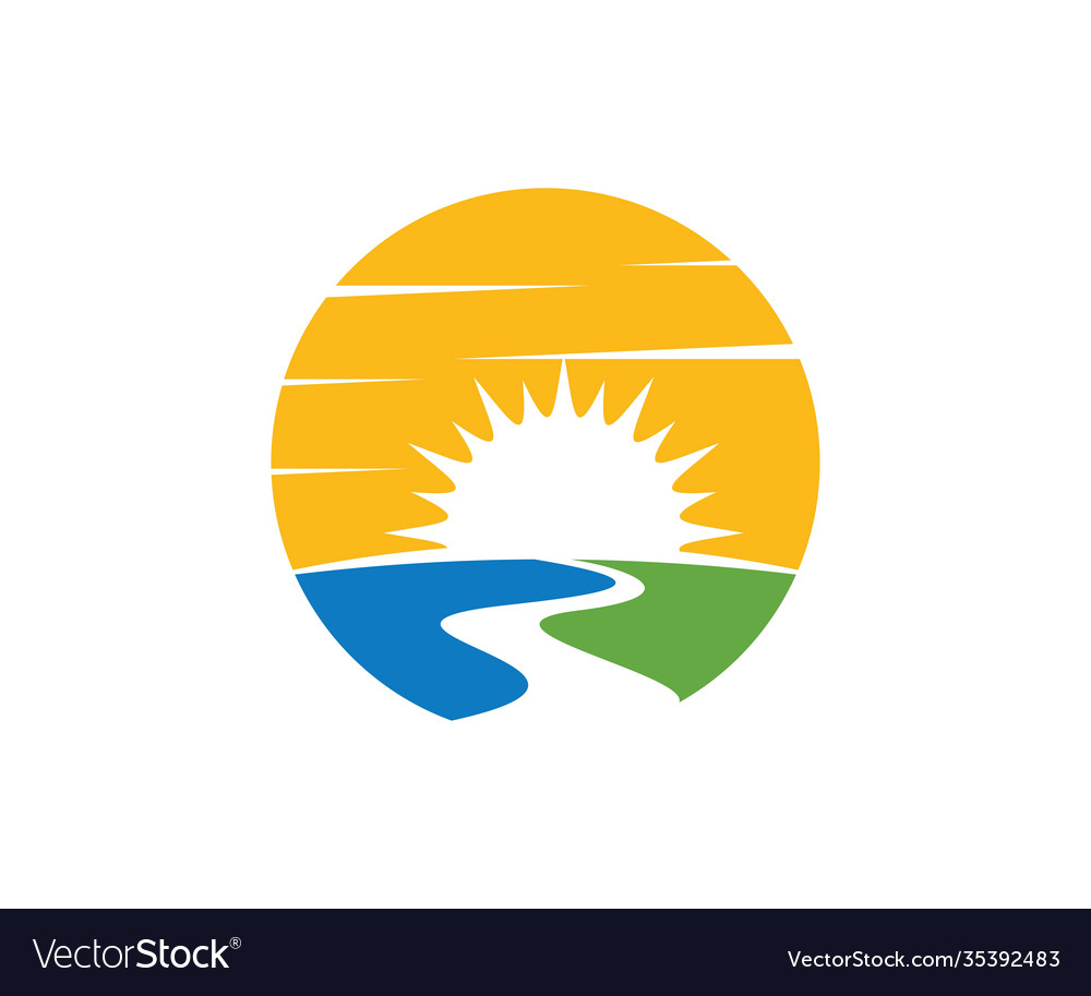 Sunrise river logo template logo and symbols Vector Image