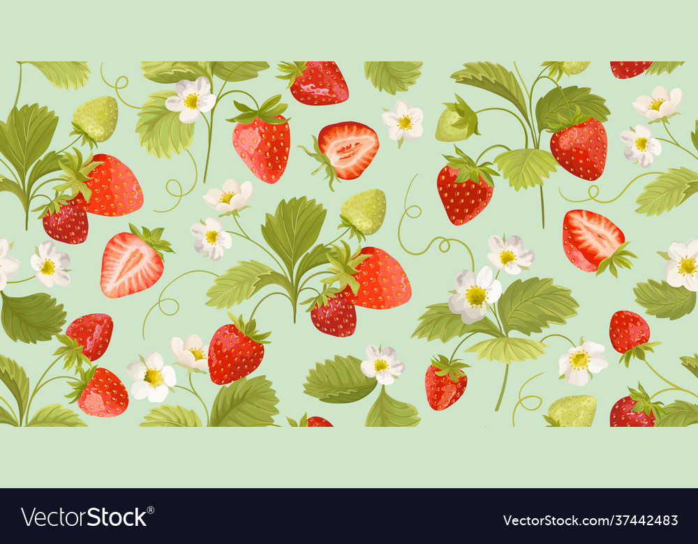 Watercolor seamless strawberry pattern Royalty Free Vector