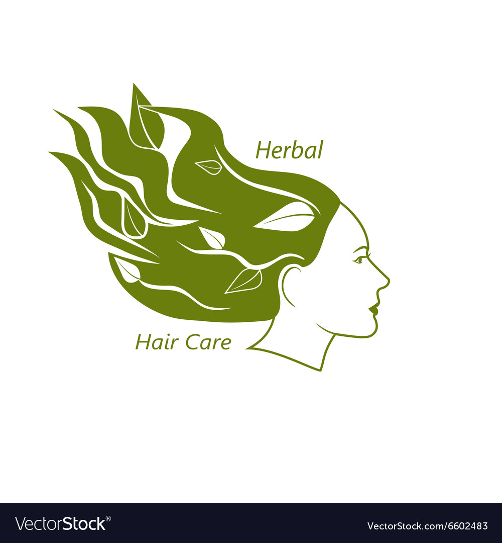 Woman Head With Wavy Hair And Leaves In It Vector Image