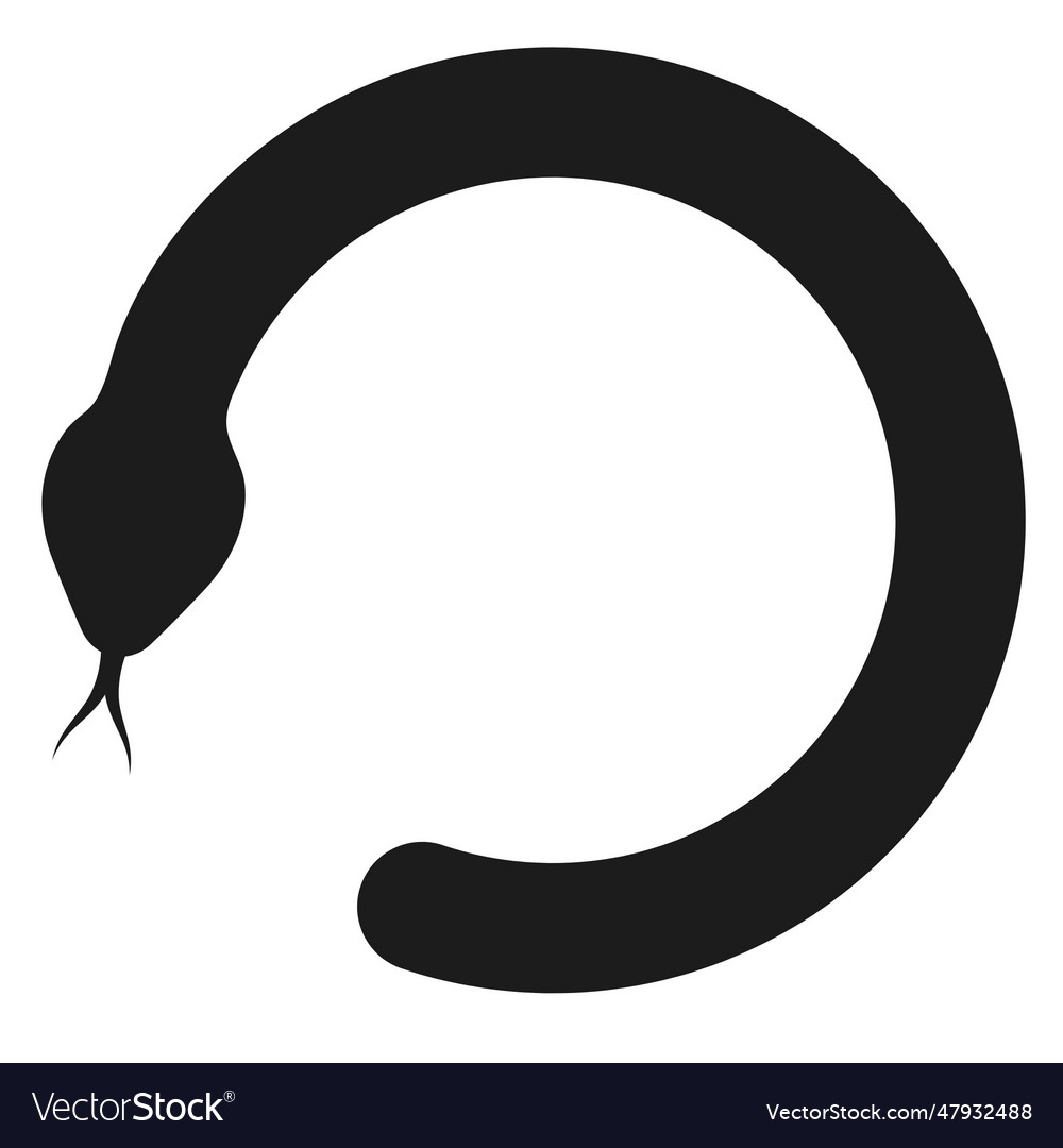 A black snake curled up in circle with long Vector Image