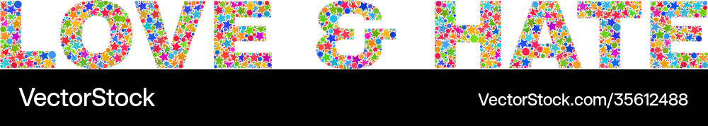 Bright love hate mosaic text from stars Royalty Free Vector