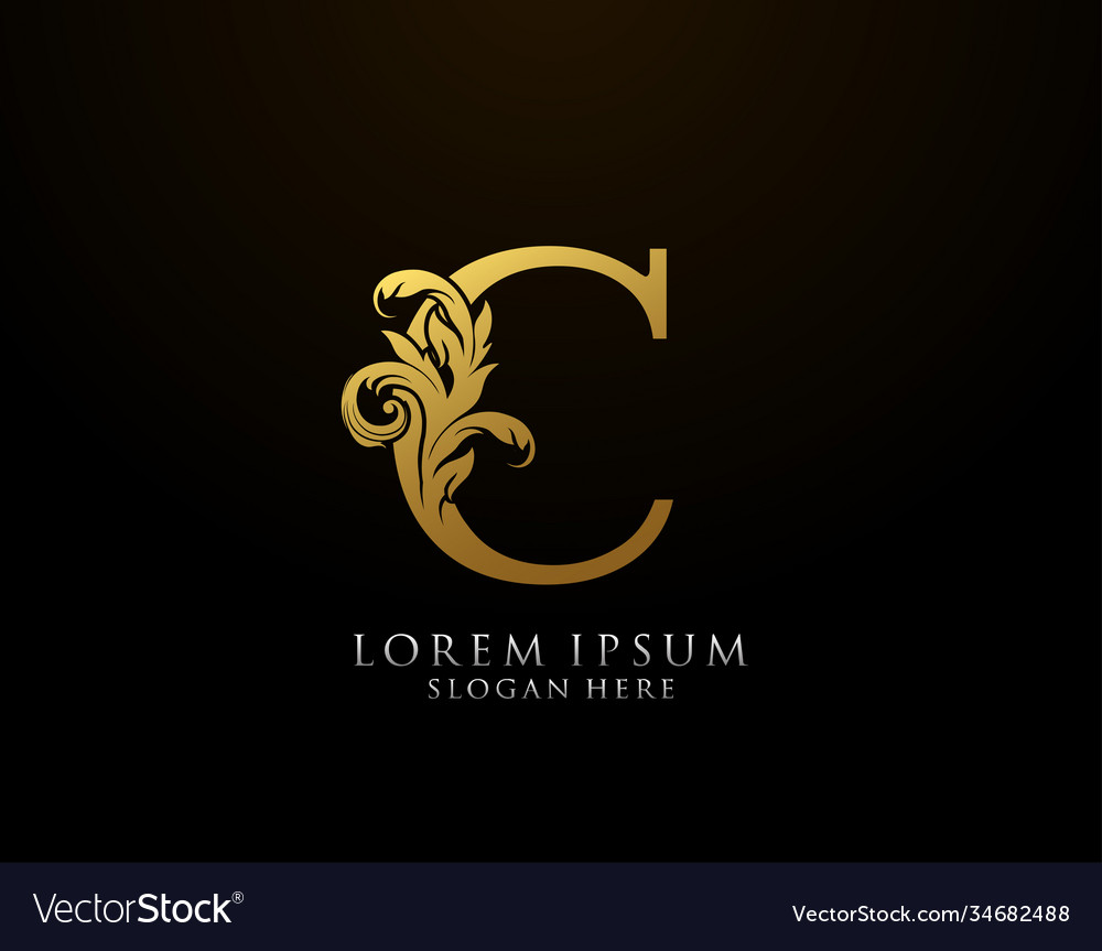 Classic c letter icon luxury gold alphabet arts Vector Image