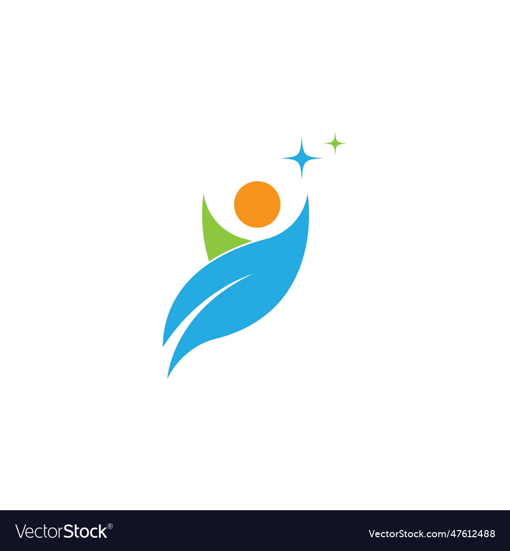 Fun people healthy life logo template Royalty Free Vector