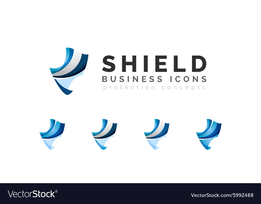 Set of protection shield logo concepts