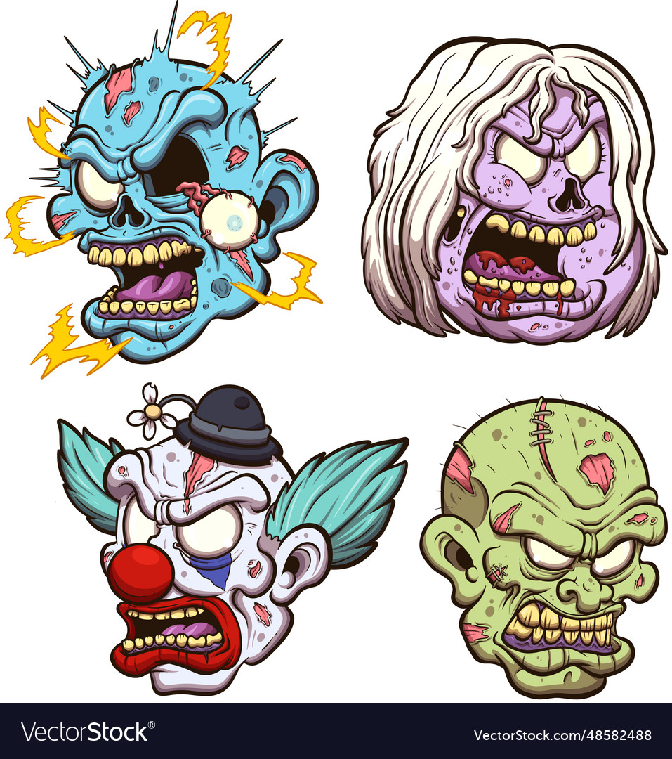 Zombie heads Royalty Free Vector Image - VectorStock