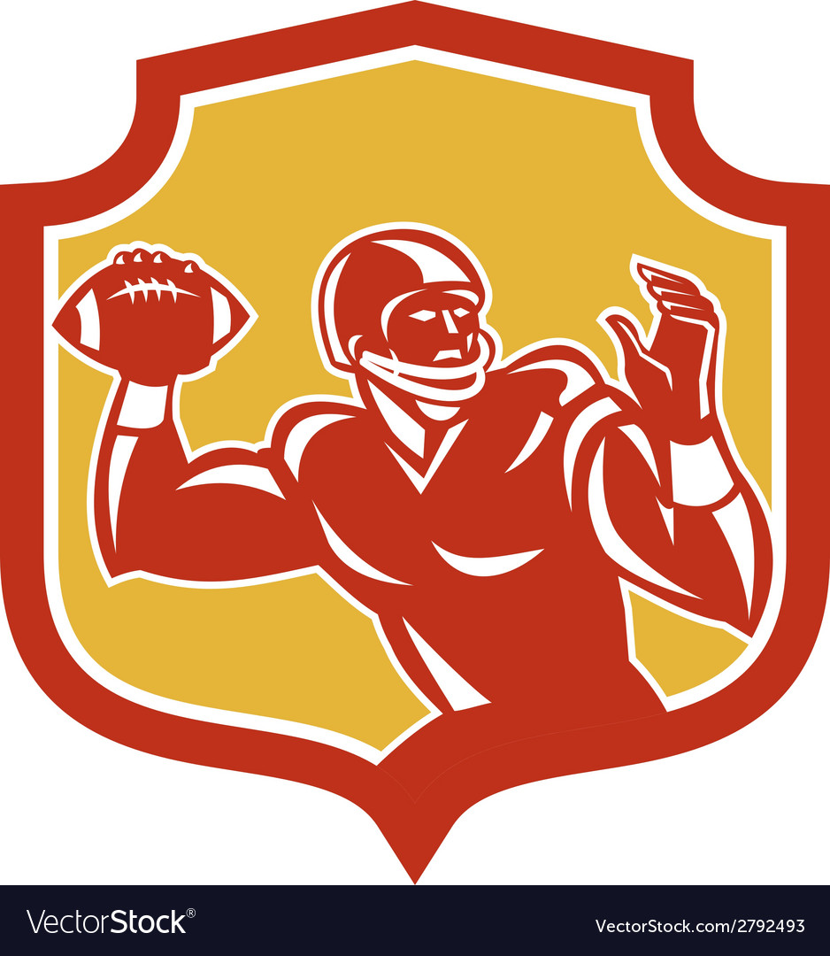 American football quarterback shield retro