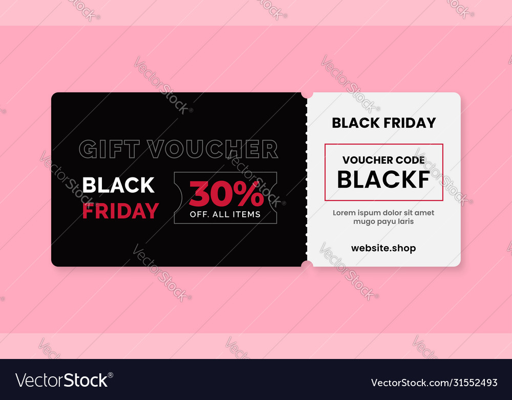 Black friday gift voucher card with coupon code Vector Image