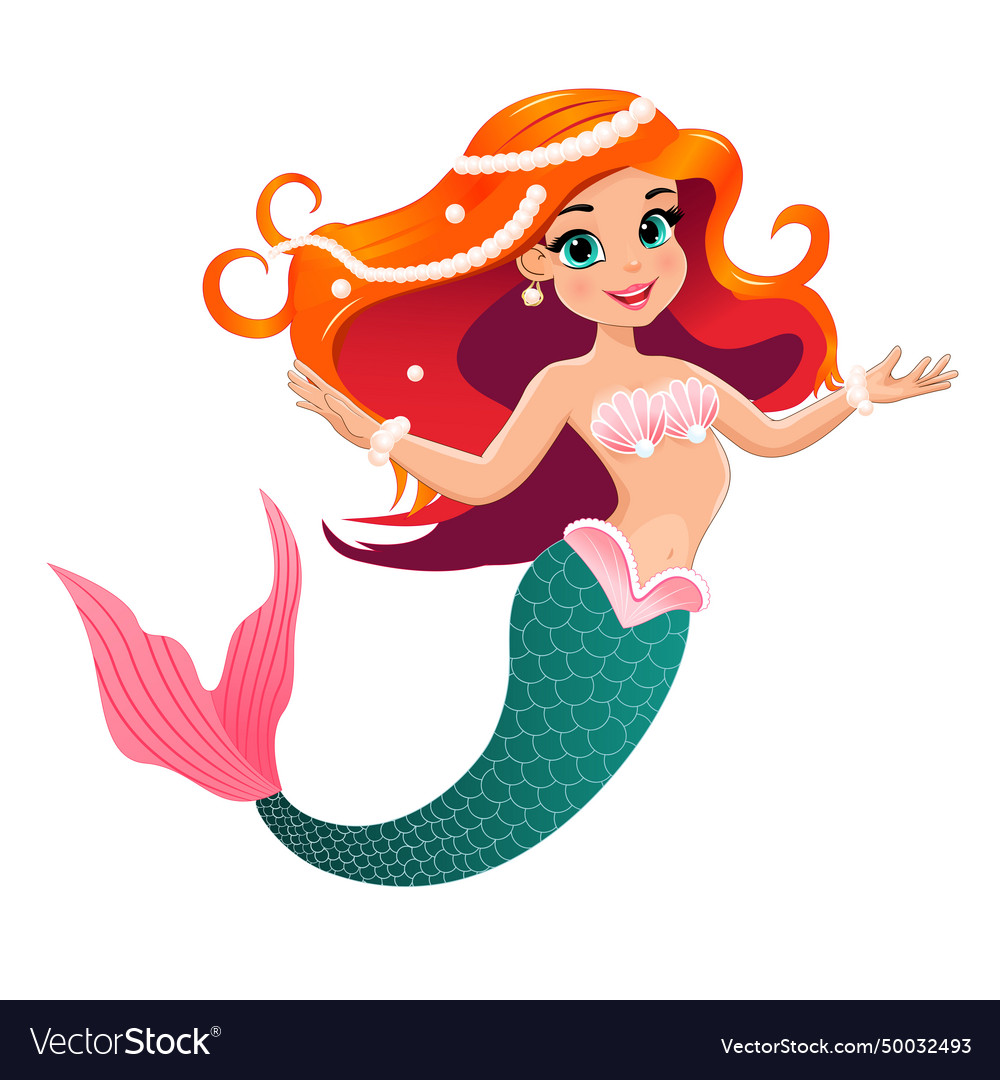 Charming little mermaid Royalty Free Vector Image