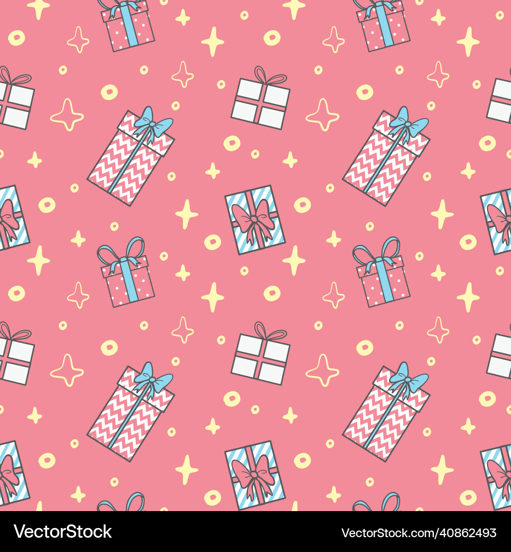 Christmas gift boxes pattern in retro style Vector Image