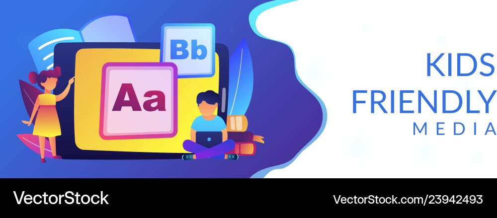 Kids Digital Content Concept Banner Header Vector Image