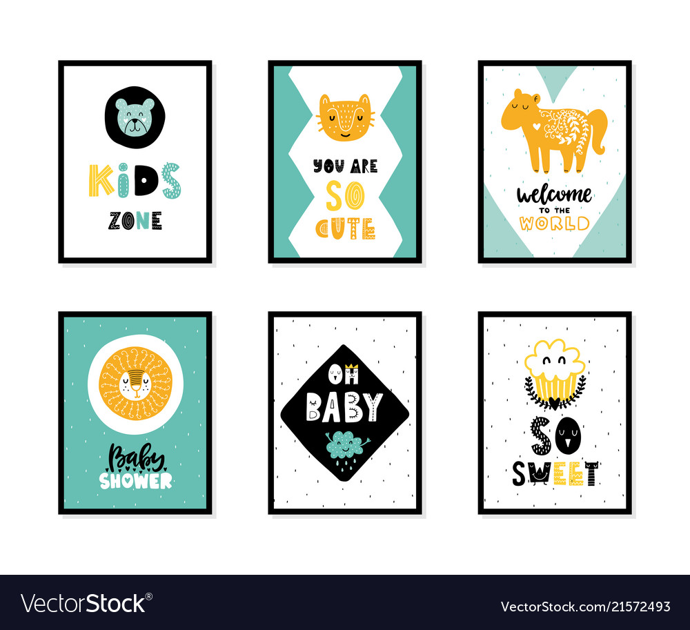 Scandinavian interior kids posters Royalty Free Vector Image