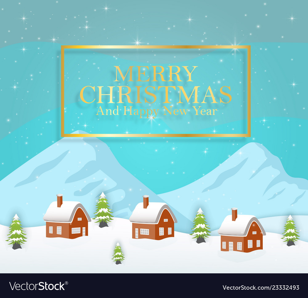 Winter night landscape Royalty Free Vector Image